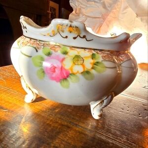 Vintage Nippon hand painted footed bowl